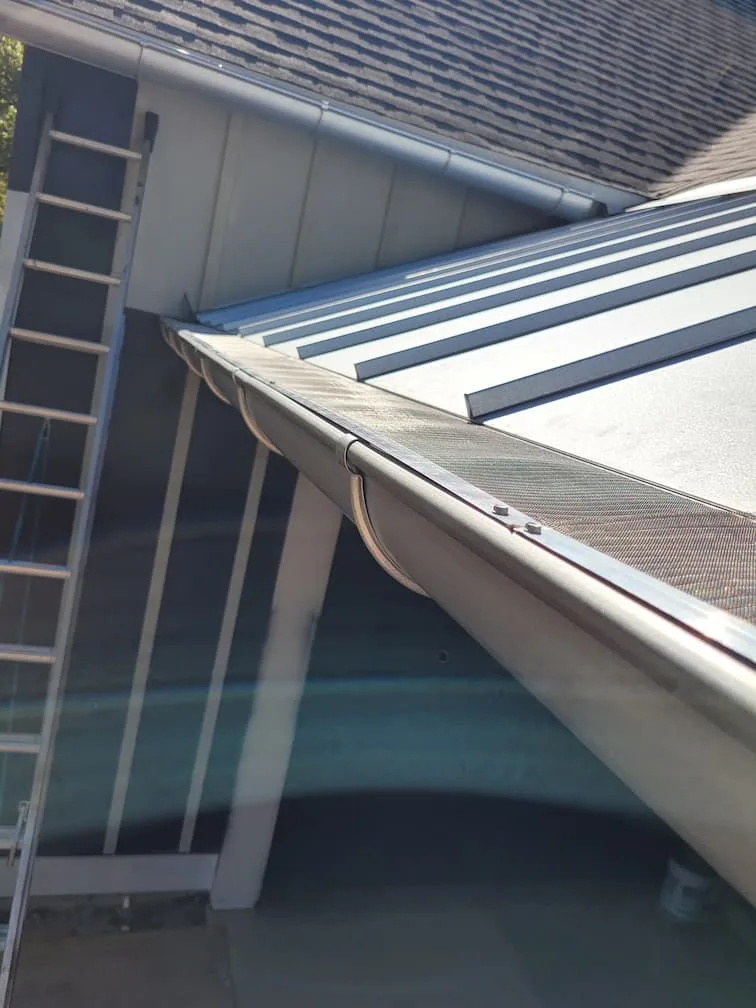 Half round gutter mesh guard standing seam roof ladder, Sanford